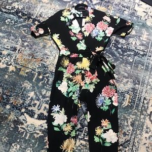 Floral short sleeve jumpsuit